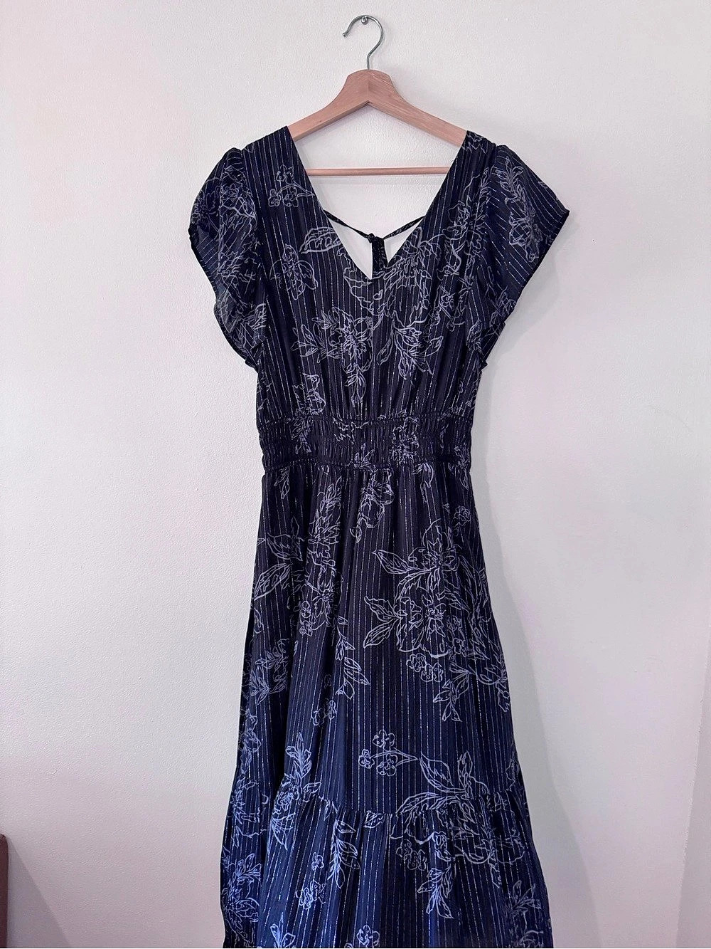 GAP Smocked Print Flutter Sleeve Midi Dress